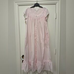Eileen West Women's Pink 100% Cotton Long Nightgown Cap Sleeve Medium